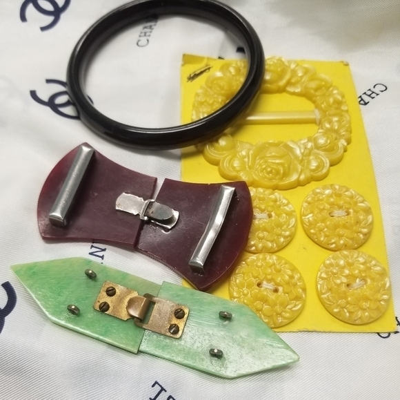 Rare OLD Celluloid Buckle Button Lot - Picture 3 of 6